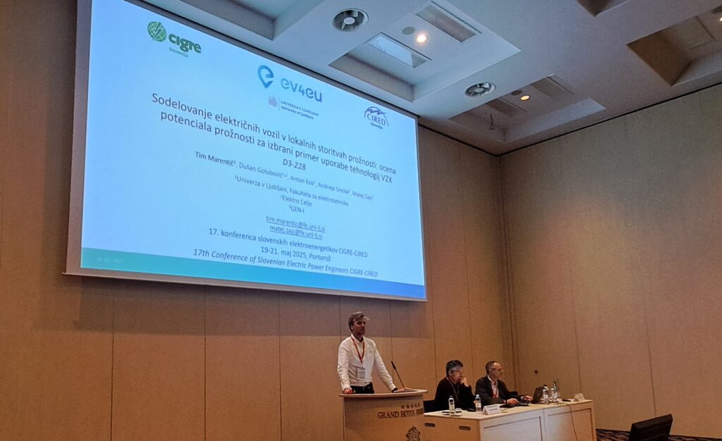 The EV4EU project was part of the Conference organized by the Slovenian Committee of CIGRE and CIRED, a cornerstone event for professionals in the electric power sector.